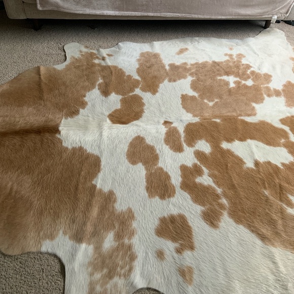 Cow fur rug two tones living dining bedroom‎ beige brown large - Picture 1 of 8